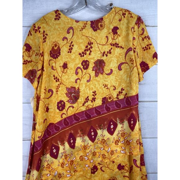 Vintage Y2K Rabbit Rabbit Rabbit Dress 16 M Floral Midi Artsy Layered Look NWT - Picture 11 of 11